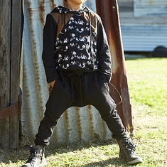 Miilovemu, Moroccan DropCrotch Track Pant in Black