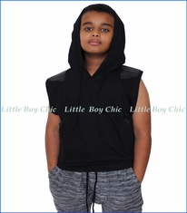 Miilovemu, Moroccan Knit Hooded Vest  in Black