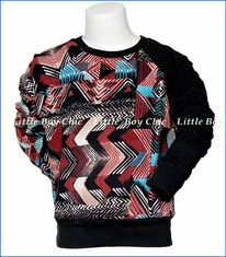 Mini Classy, Tribal Crew w/ Black Sleeve in Multicolored