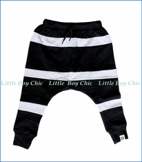 Mini Shatsu, Striped Harem Sweat Pants in Black & White