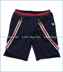 Mini Shatsu, Suspender Cutoff Shorts in Navy