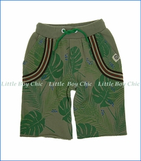 Mini Shatsu, Tropical Forest Suspenders Shorts in Green