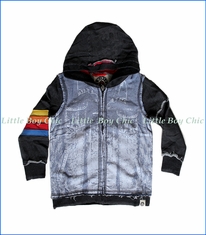 Mini Shatsu, Vintage Denim 2fer Vest Hoodie