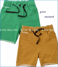 Munster, Cut Off French Terry Track Shorts in Mustard or Green (c)
