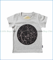 Munster, Moon Print T-Shirt in Grey Marle