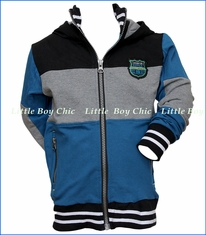 Noruk, Color Block Hooded Cardigan in Blue