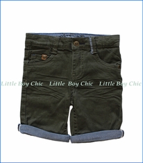 Noruk, Denim Bermuda Shorts in Green Tea