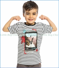 Noruk, #Doglife Striped T-Shirt in Black