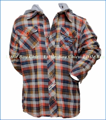 Noruk, Flannel Shirt with Hoodie in Multicolored