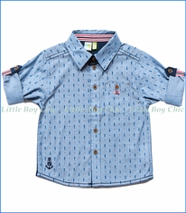 Noruk, S/S Sea Print Shirt in Blue