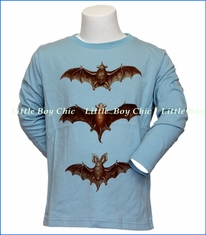 Paper Wings, L/S Bats Organic T-Shirt in Blue