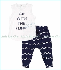 Petit Lem, 2Pc Flow Logo Tank Top & Wave Print Jogger Pants