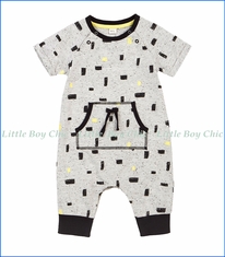 Petit Lem‚ Block Print Playsuit in Grey