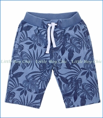 Petit Lem, Floral French Terry Shorts in Blue