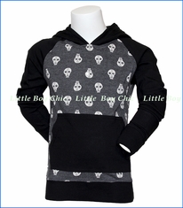 Wes and Willy, Skull Pull Over Raglan Hoodie in Black