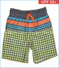 Wes & Willy, Diamond Stripe Stretch Swim Trunk in Metal