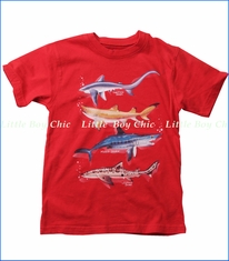 Wes & Willy, Shark Breeds Tee in Bright Red