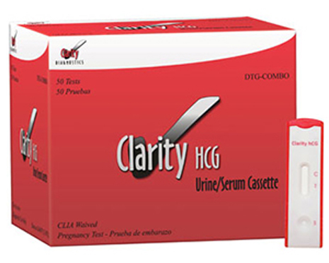 Clarity Diagnostics hCG Combo Urine/Serum Cassette Pregnancy Test (50/BX)