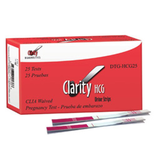 Clarity Diagnostics hCG Urine Strip Pregnancy Tests (25/BX)