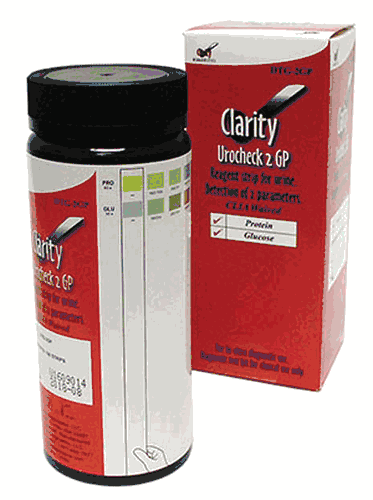 Clarity Urocheck 2GP Urine Test Strips Glucose Protein (DTG-2GP)