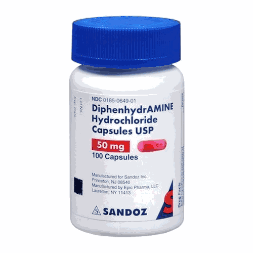 Diphenhydramine HCL Capsules USP 50mg 100/BTL