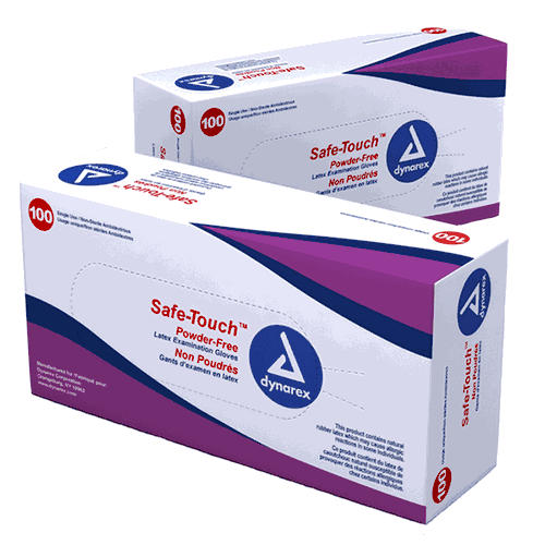 Dynarex Safe-Touch Latex P/F Exam Gloves LARGE 10BX/CS (2338)