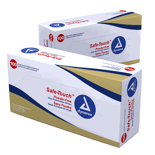 Dynarex Safe-Touch Vinyl Exam Gloves P/F X-LARGE 10BX/CS (2614)
