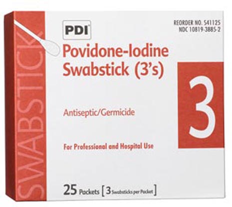 PDI Povidone-Iodine Swabsticks 3s (S41125)