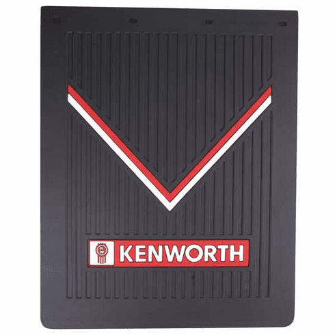 Kenworth OEM Mudflap - Black Rubber with Red & White Logo - 30" x 24"  (1) Flap