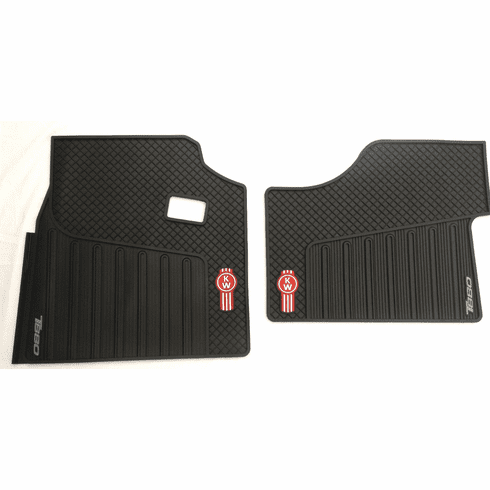 Kenworth T880 OEM Black Rubber Floor Mats W/Logo for 2014-2017 -2PC All-
