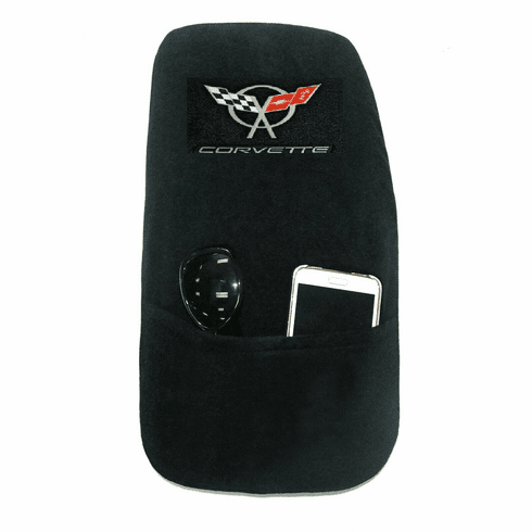 Seat Armour Console Cover w/ C5 Corvette Logo - Black - Fits 1997-2004