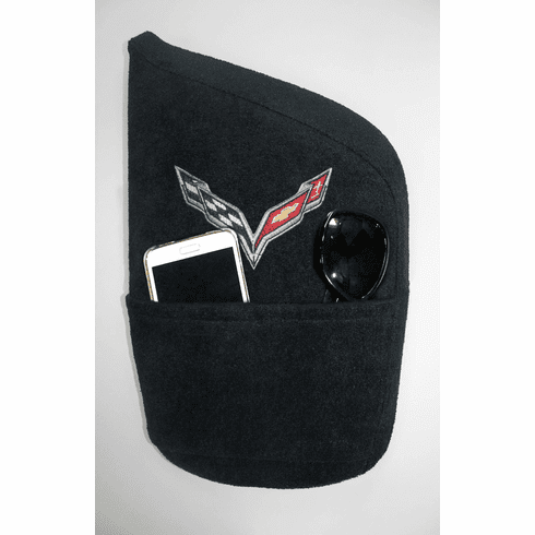 Seat Armour Console Cover w/ C7 Corvette Logo - Black - Fits 2014-2019