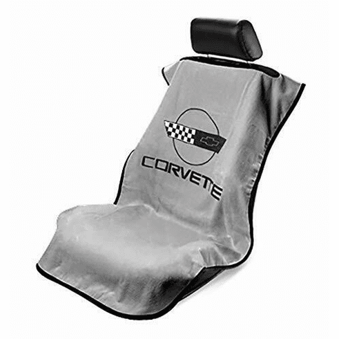 Seat Armour Seat Protector Cover/Towel w/ C4 Corvette Logo - Gray