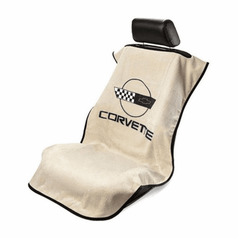 Seat Armour Seat Protector Cover/Towel w/ C4 Corvette Logo - Tan