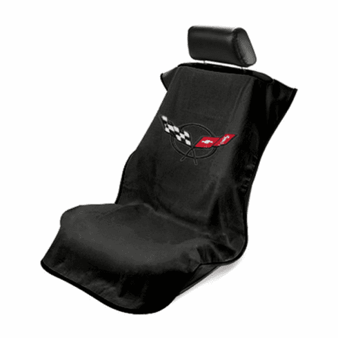 Seat Armour Seat Protector Cover/Towel w/ C5 Corvette Logo - Black