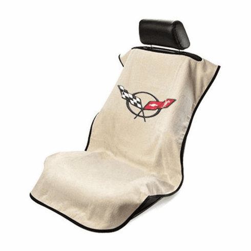 Seat Armour Seat Protector Cover/Towel w/ C5 Corvette Logo - Tan