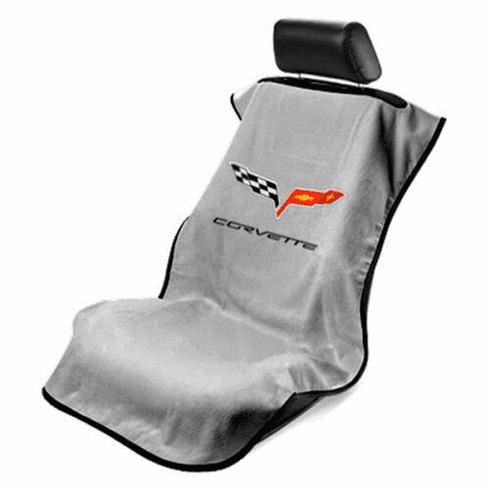 Seat Armour Seat Protector Cover/Towel w/ C6 Corvette Logo - Gray