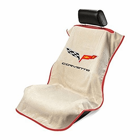 Seat Armour Seat Protector Cover/Towel w/ C6 Corvette Logo - Tan