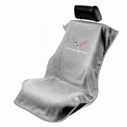 Seat Armour Seat Protector Cover/Towel w/ C7 Corvette Logo - Gray