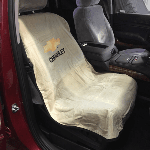 Seat Armour Seat Protector Cover/Towel w/ Chevy Bowtie Logo - Tan