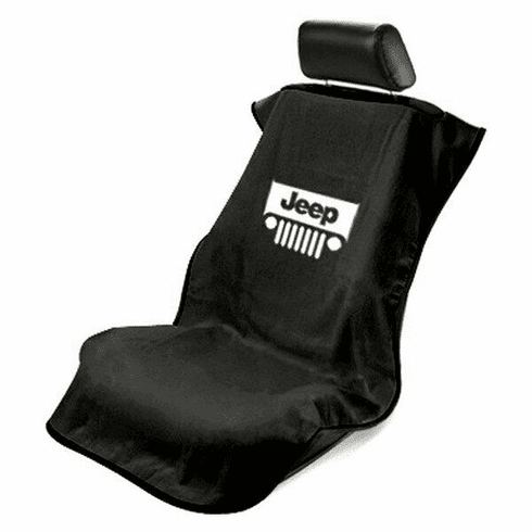 Seat Armour Seat Protector Cover/Towel w/ Jeep Grille Logo - Black