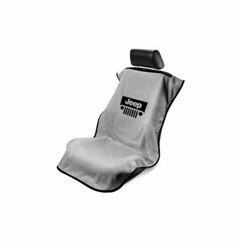 Seat Armour Seat Protector Cover/Towel w/ Jeep Grille Logo - Gray