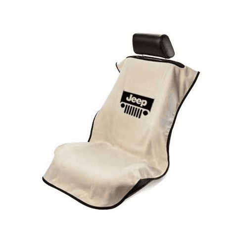 Seat Armour Seat Protector Cover/Towel w/ Jeep Grille Logo - Tan