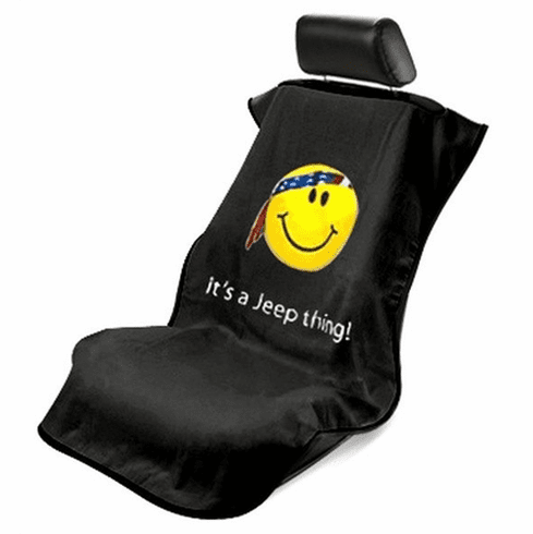 Seat Armour Seat Protector Cover/Towel w/ Jeep Smiley Logo - Black