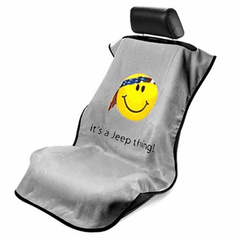 Seat Armour Seat Protector Cover/Towel w/ Jeep Smiley Logo - Gray