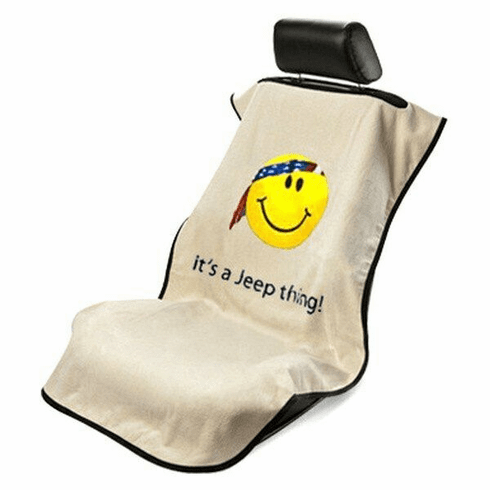 Seat Armour Seat Protector Cover/Towel w/ Jeep Smiley Logo - Tan