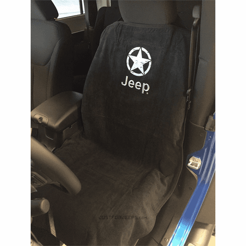 Seat Armour Seat Protector Cover/Towel w/ Jeep Star Logo - Black