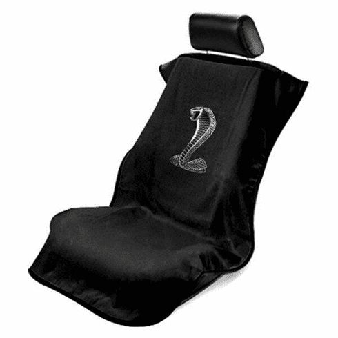 Seat Armour Seat Protector Cover/Towel w/ Mustang Cobra Logo - Black
