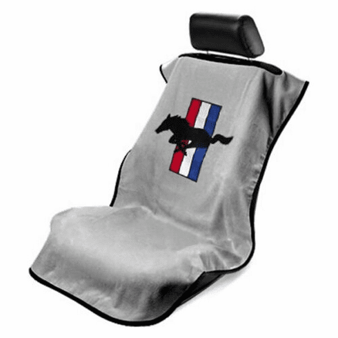 Seat Armour Seat Protector Cover/Towel w/ Mustang Pony Logo - Gray