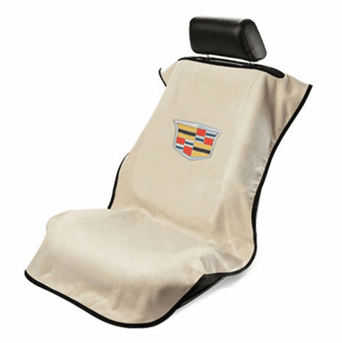 Seat Armour Seat Protector Cover/Towel w/ New Cadillac Logo - Tan